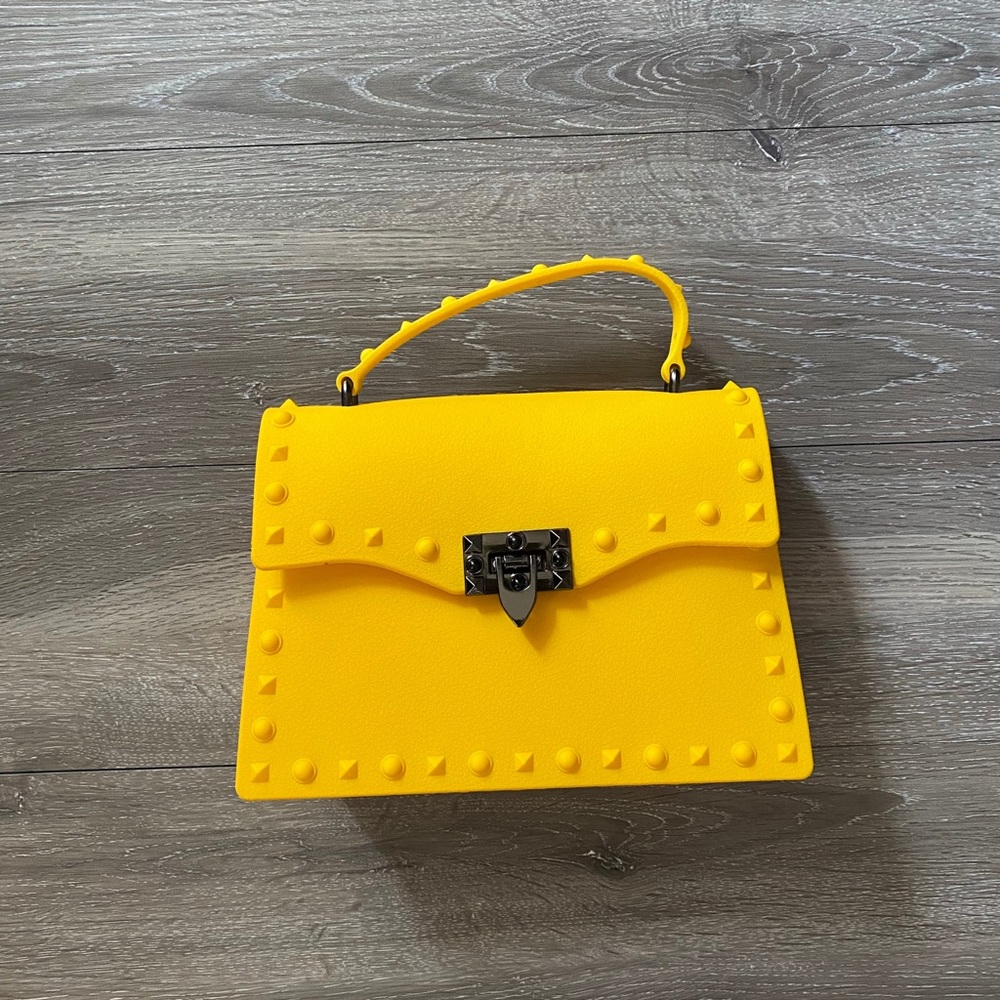 Yellow spring/summer studded crossbody bag